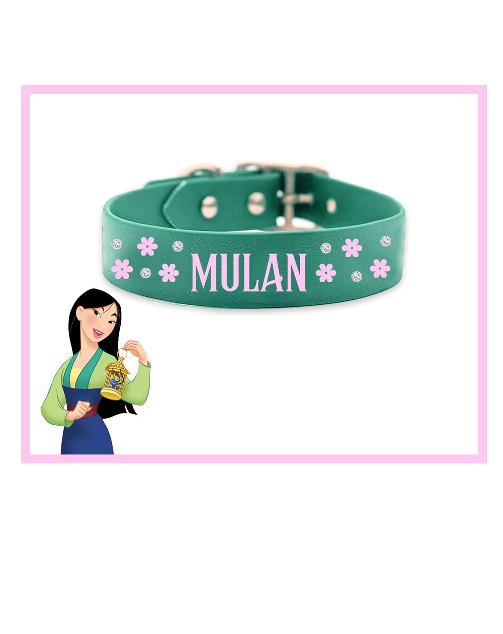 Collare personalizzato con nome per cani modello Mulan
